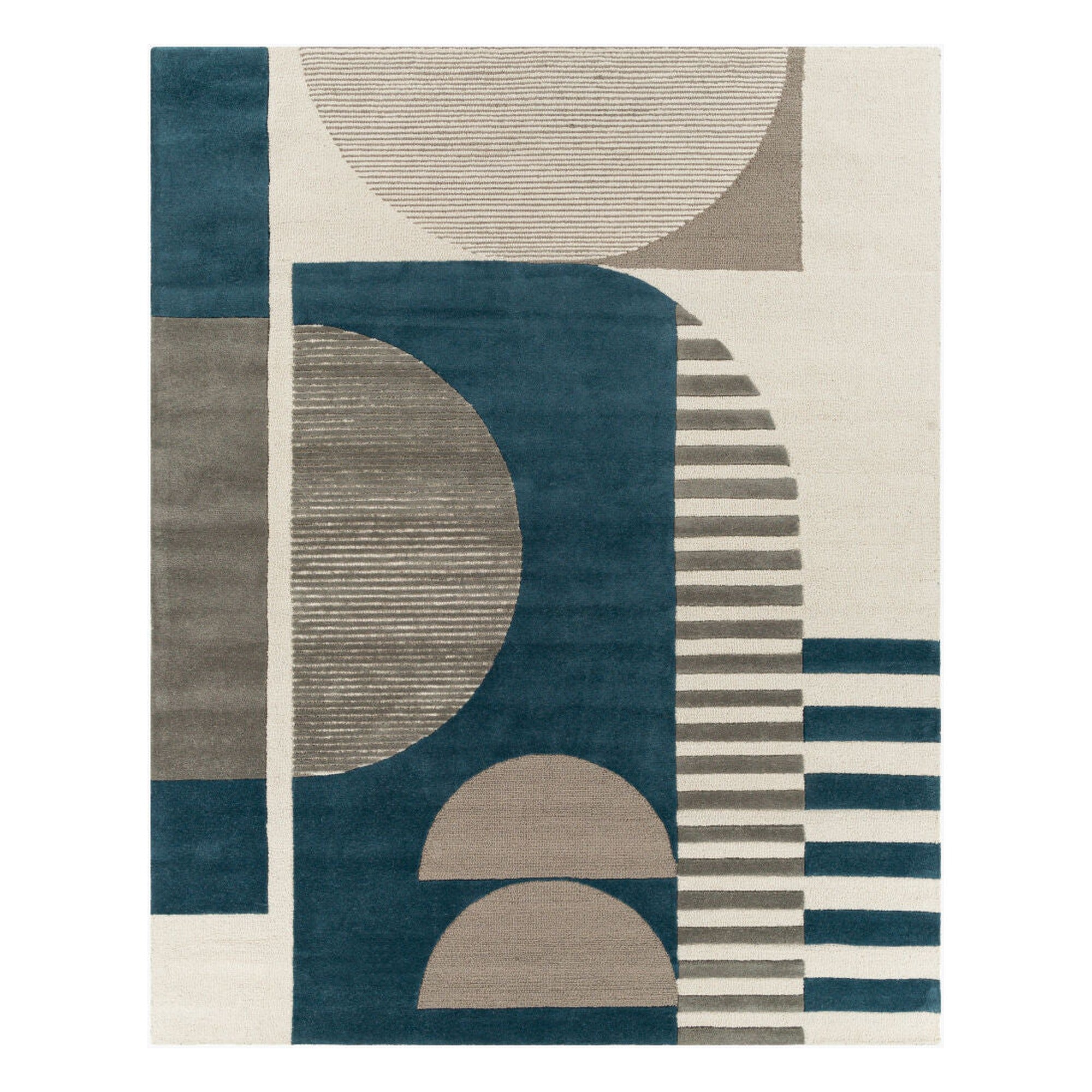 Brooklyn Beige/Teal Handmade Rug - 2' x 3'