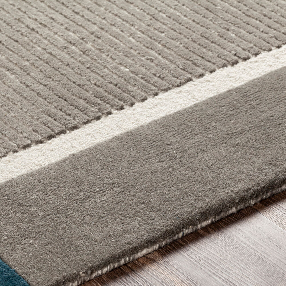 Brooklyn Beige/Teal Handmade Rug - texture