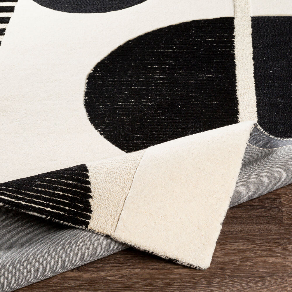 Brooklyn Black/Light Beige Handmade Rug - fold