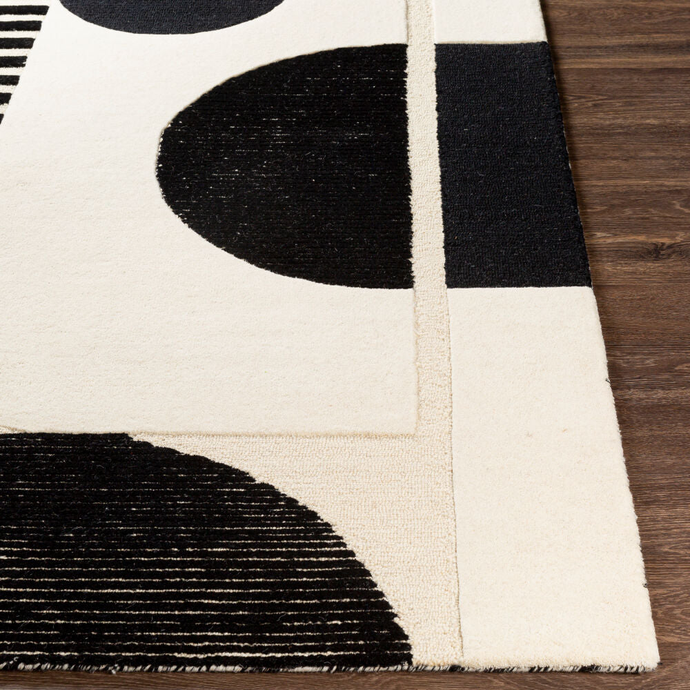 Brooklyn Black/Light Beige Handmade Rug - front