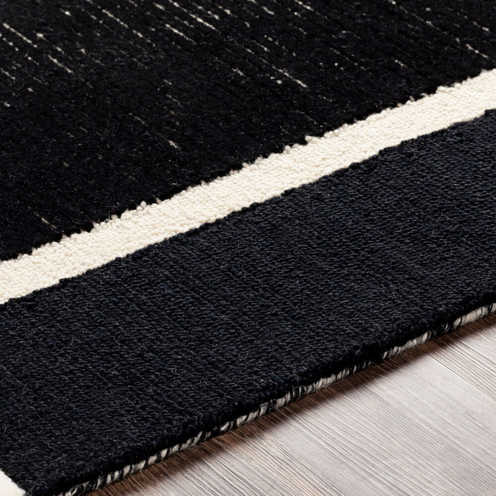 Brooklyn Black/Light Beige Handmade Rug - texture