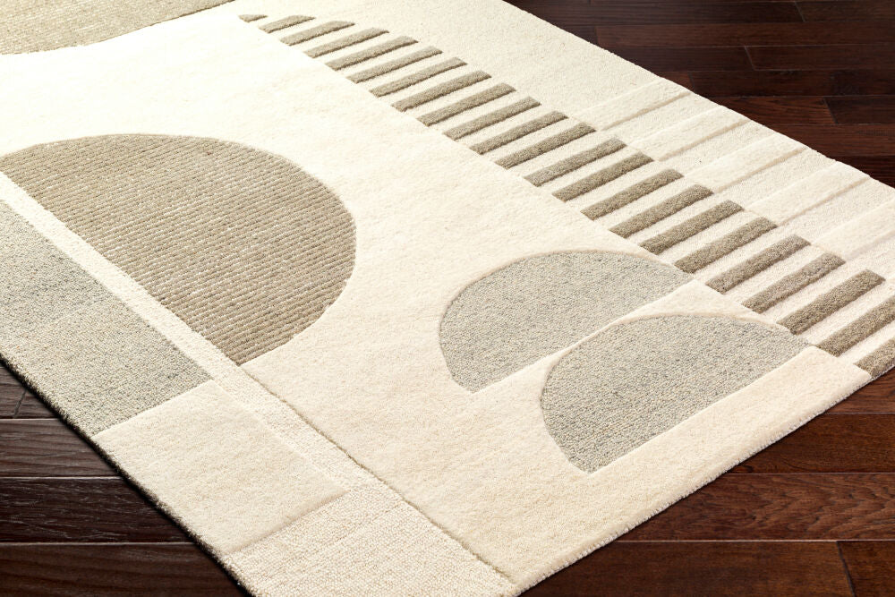 Brooklyn Cream/Taupe Handmade Rug - corner
