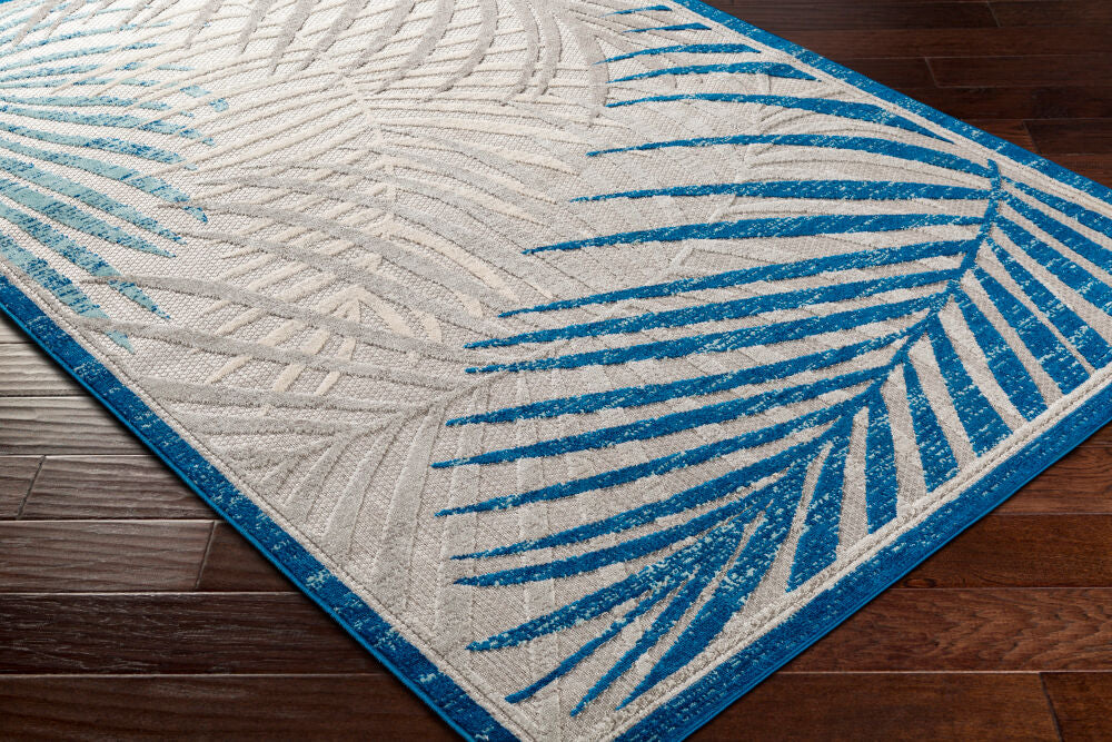 Big Sur Aqua/Medium Gray Machine Woven Rug - corner