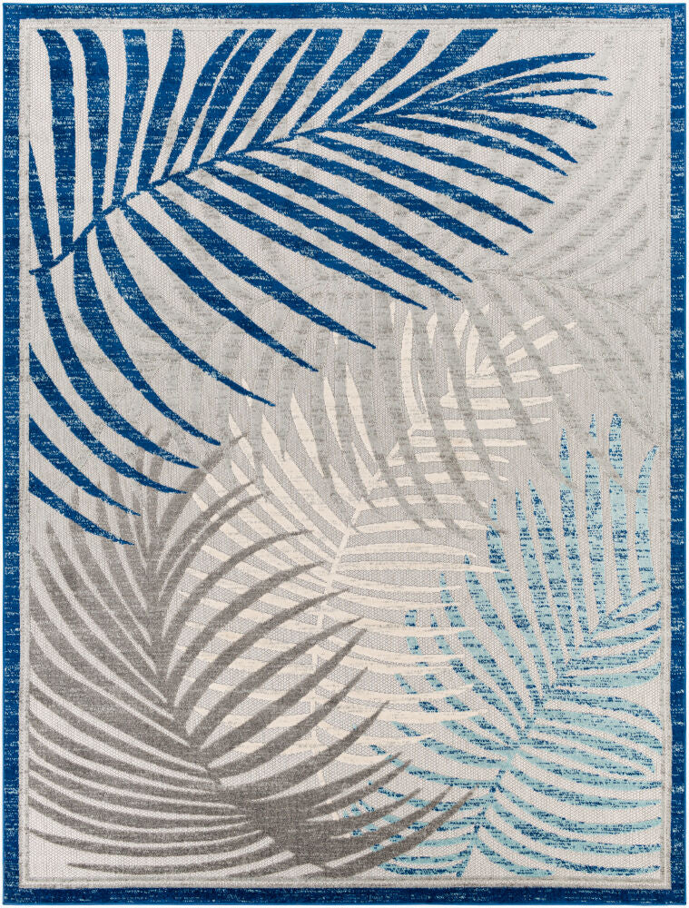Big Sur Aqua/Medium Gray Machine Woven Rug - 2' x 2'11"
