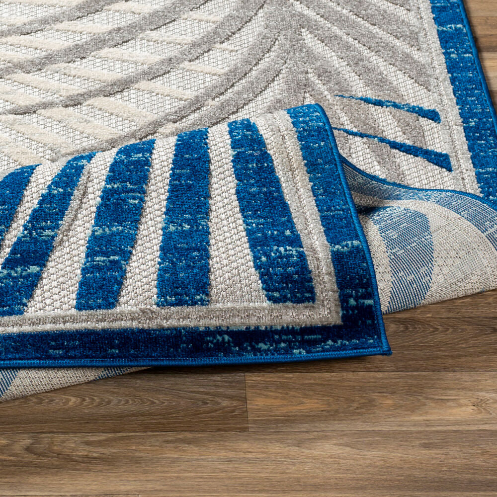 Big Sur Aqua/Medium Gray Machine Woven Rug - fold