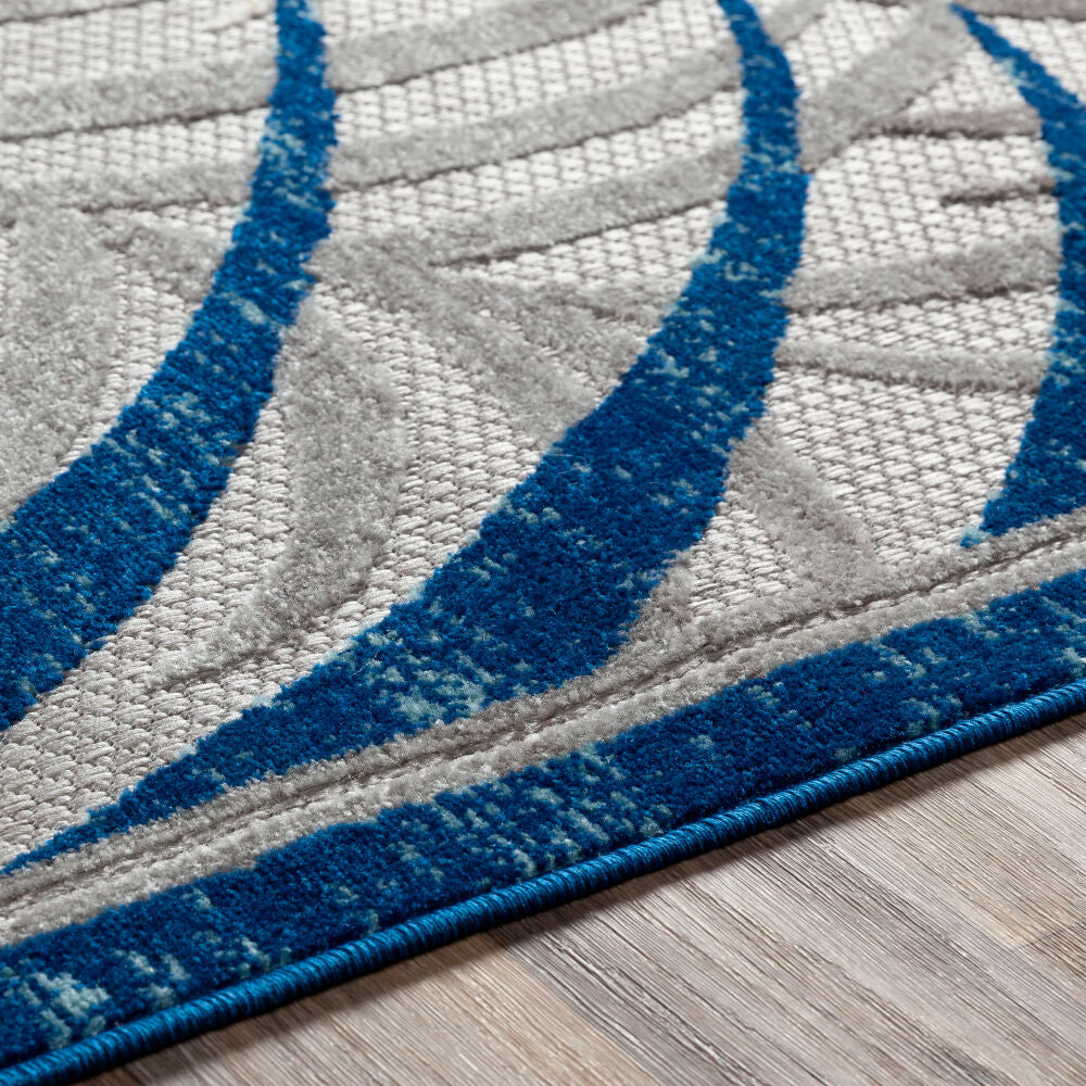 Big Sur Aqua/Medium Gray Machine Woven Rug - texture