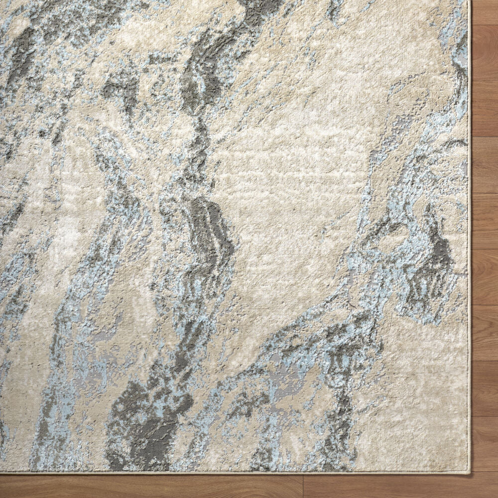 Amman Beige/Light Slate Machine Woven Rug BTA-2303 - overhead