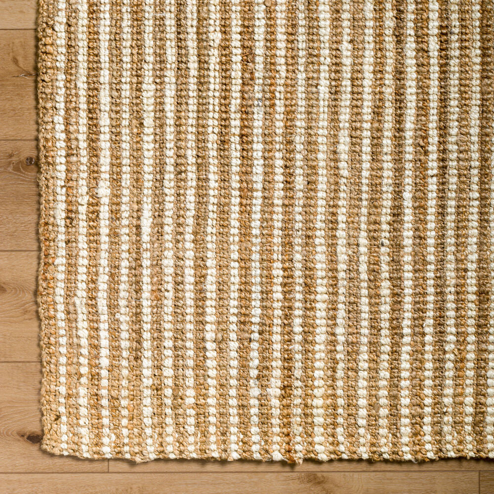 Boucle Beige/Tan Handmade Rug - overhead