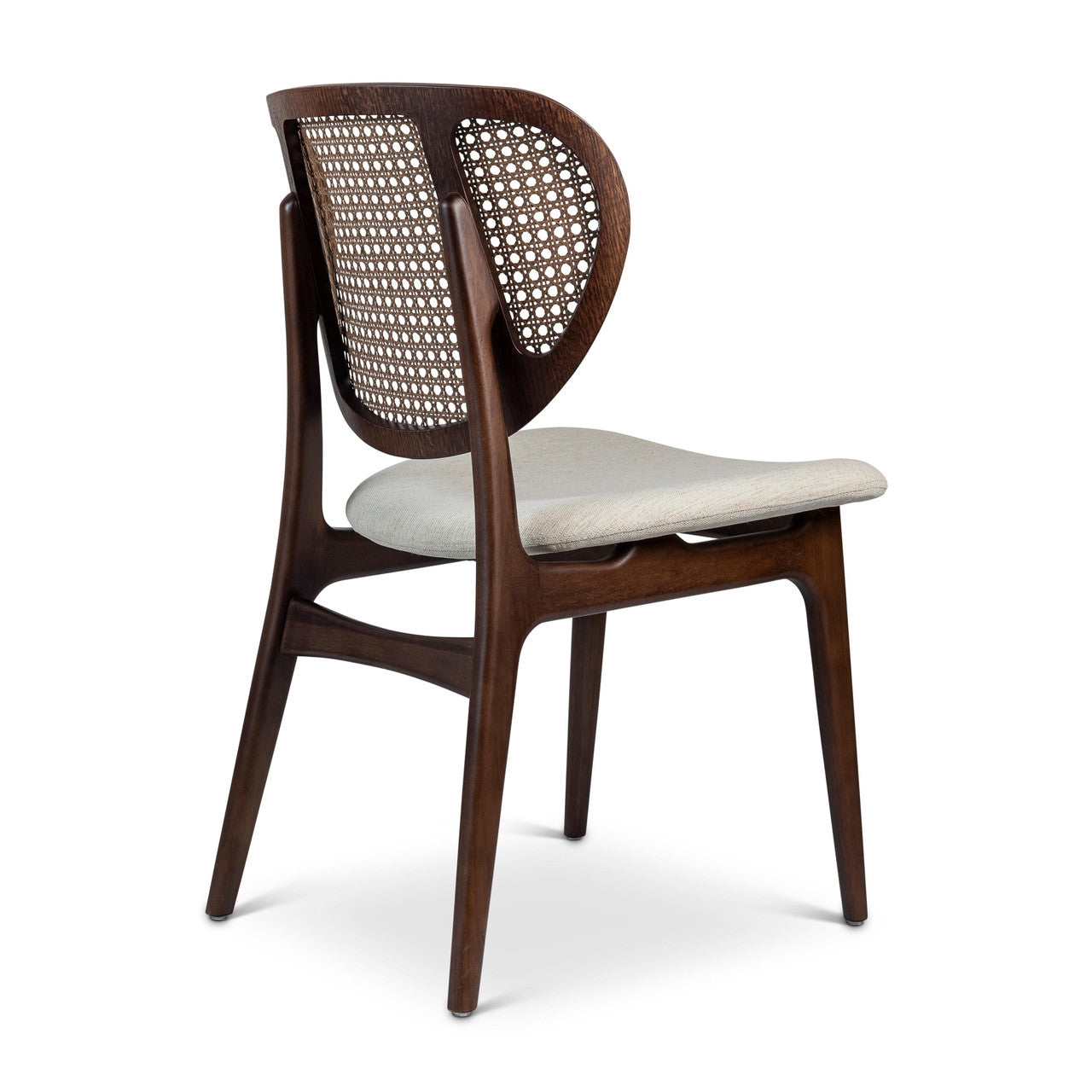 Modern Brazilian - Joelma - Cane Side Chair - Medley Ivory Seat - Nogal Frame - Nogal Cane Webbing