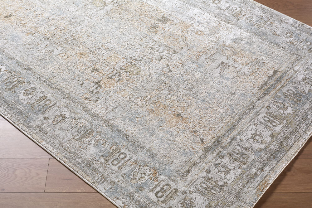 Brunswick Charcoal/Mustard Machine Woven Rug BWK-2340 - corner