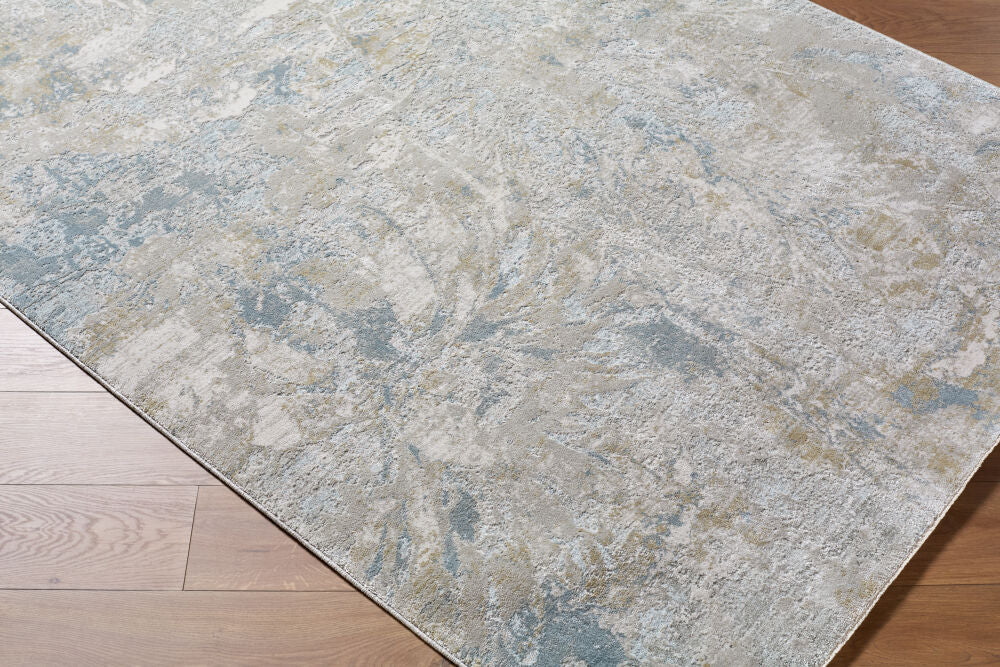 Brunswick Blue/Mustard Machine Woven Rug BWK-2341 - corner