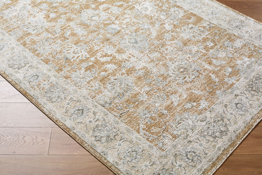 Brunswick Charcoal/Mustard Machine Woven Rug BWK-2343 - corner