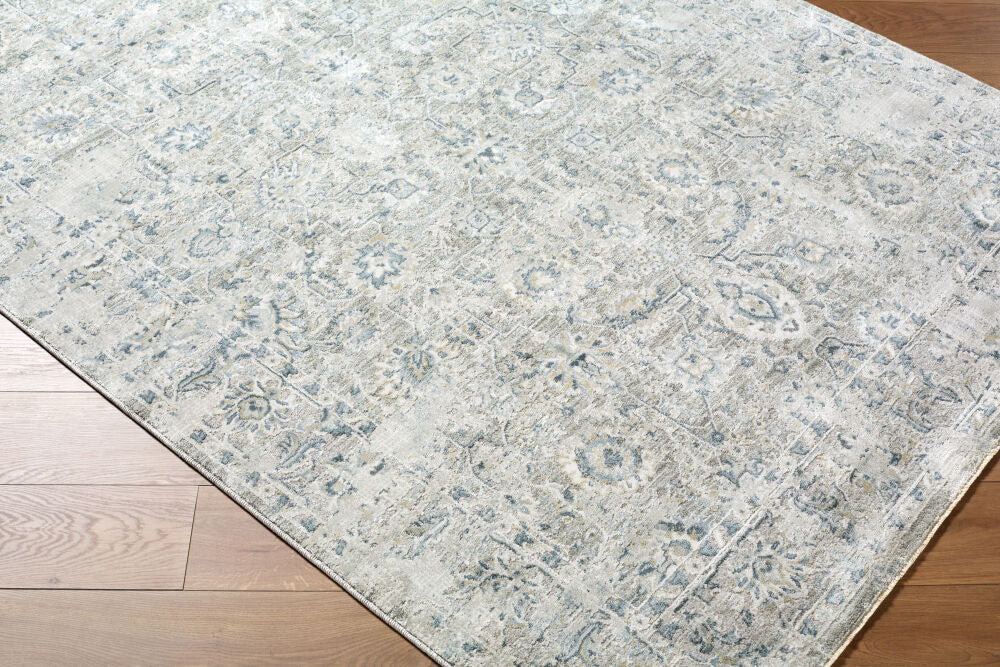 Brunswick Blue/Mustard Machine Woven Rug BWK-2349 - corner