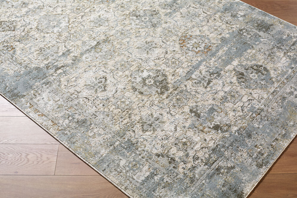 Brunswick Charcoal/Mustard Machine Woven Rug BWK-2352 - corner