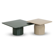 Alessia Nesting Coffee Tables, Tall Latte Taupe / Short Obsidian Green by Urbia - product view