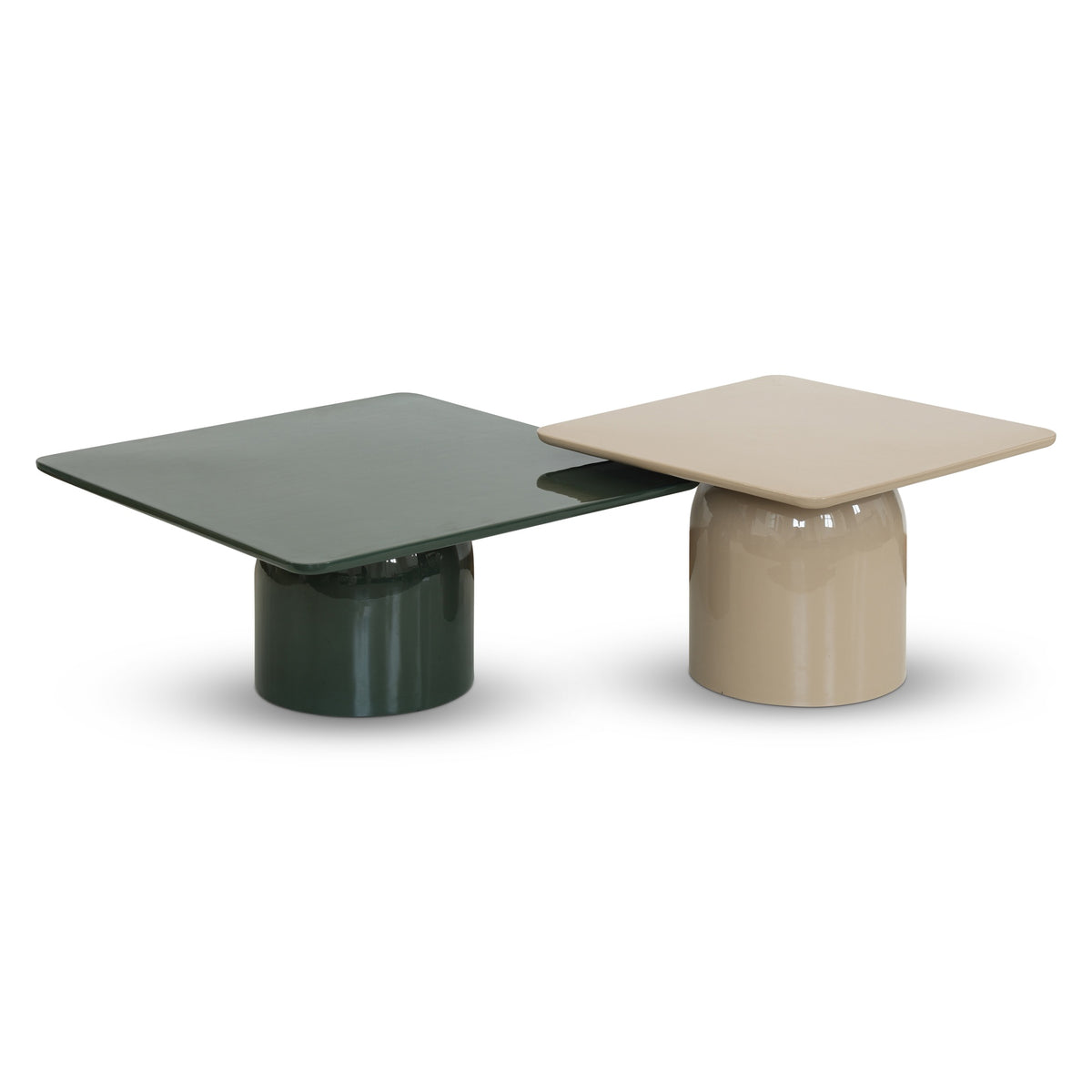 Alessia Nesting Coffee Tables, Tall Latte Taupe / Short Obsidian Green by Urbia - product view