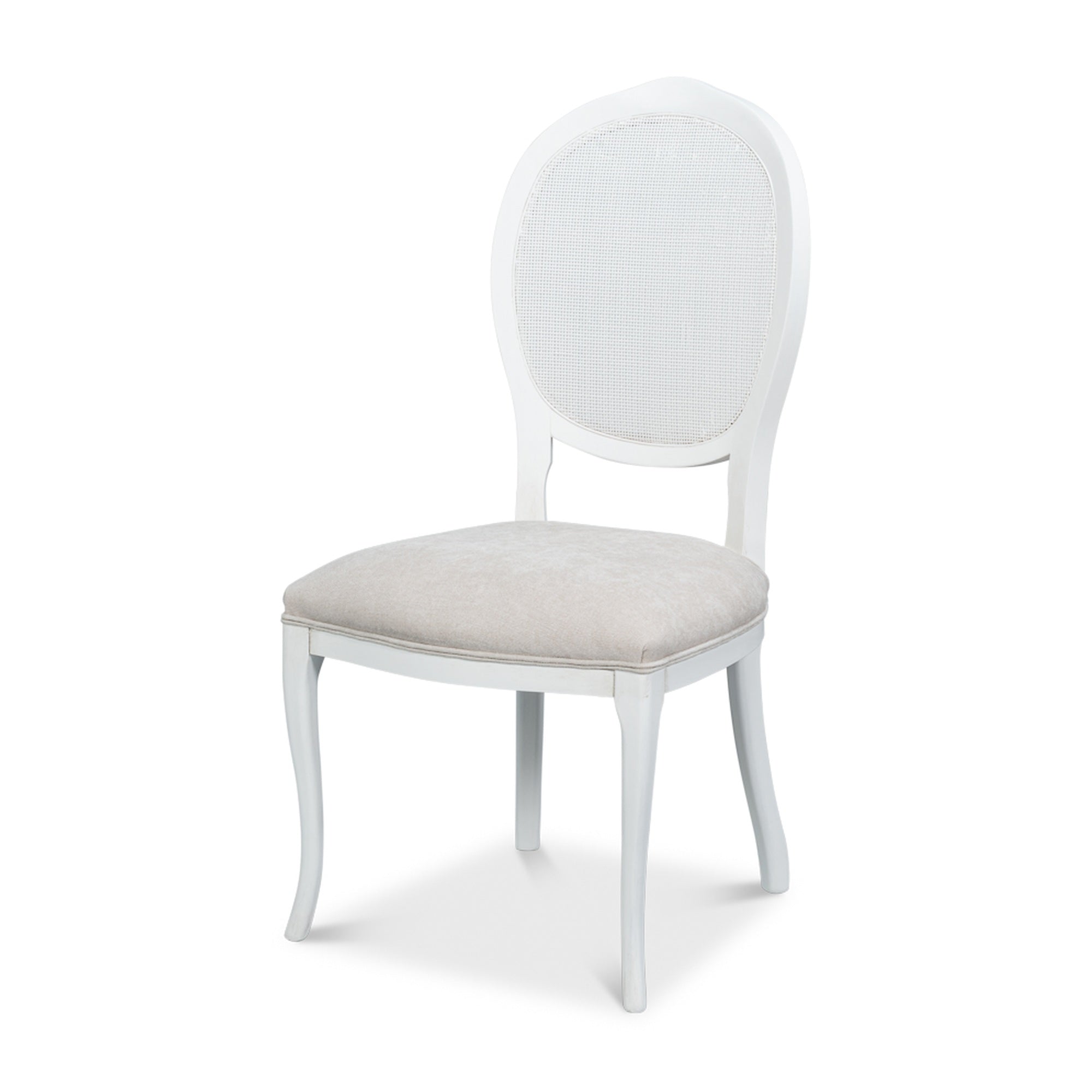 Oval Cane Back S/Chair, Cortina White by Sarreid Ltd