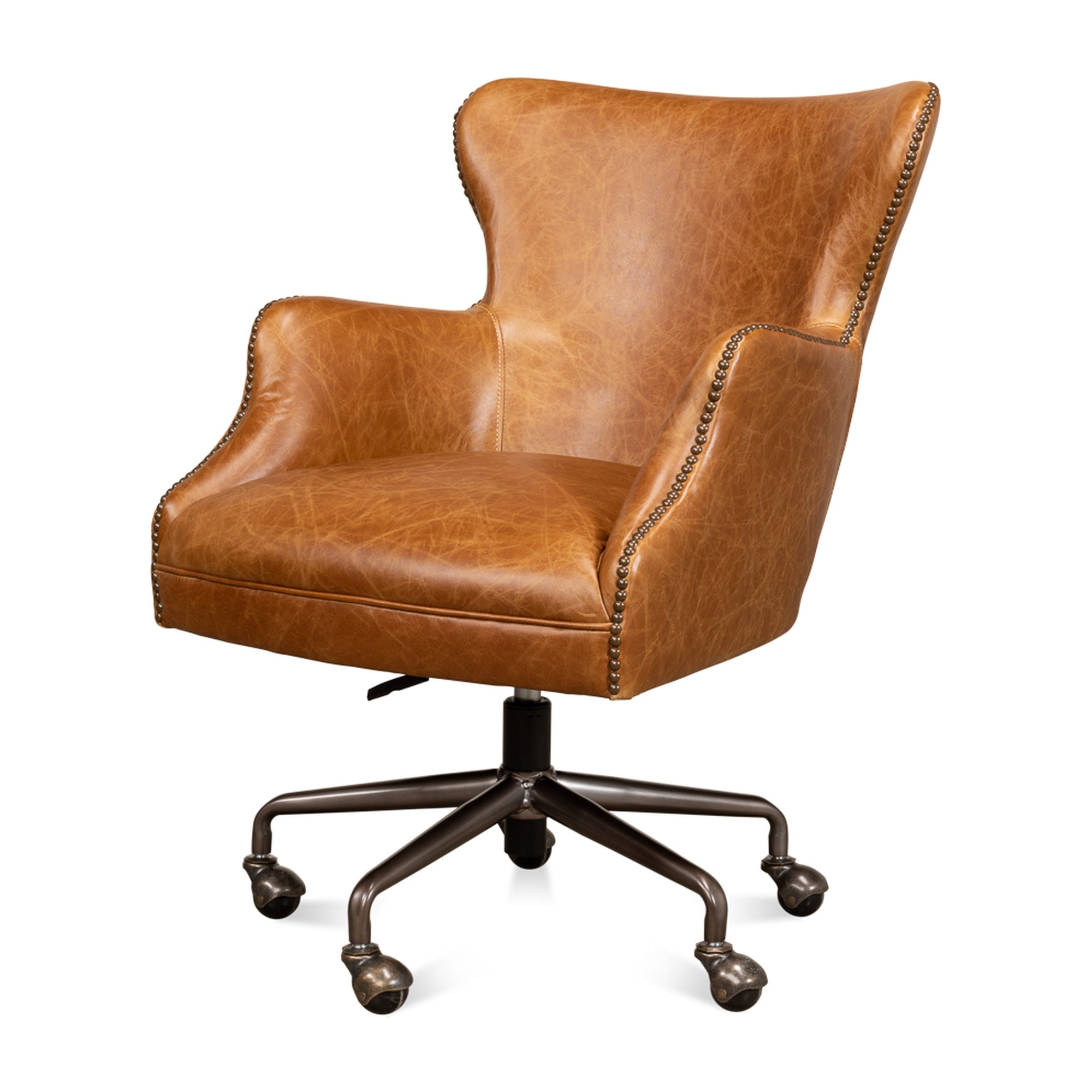 Andrew Jackson Desk Chair, Cuba Brown by Sarreid Ltd