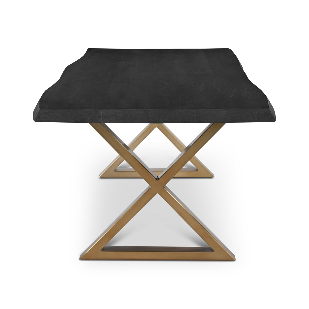 Brooks Dining Table X Base 40" x 92" Ebonized Top - Brass Base by Urbia - detail 3