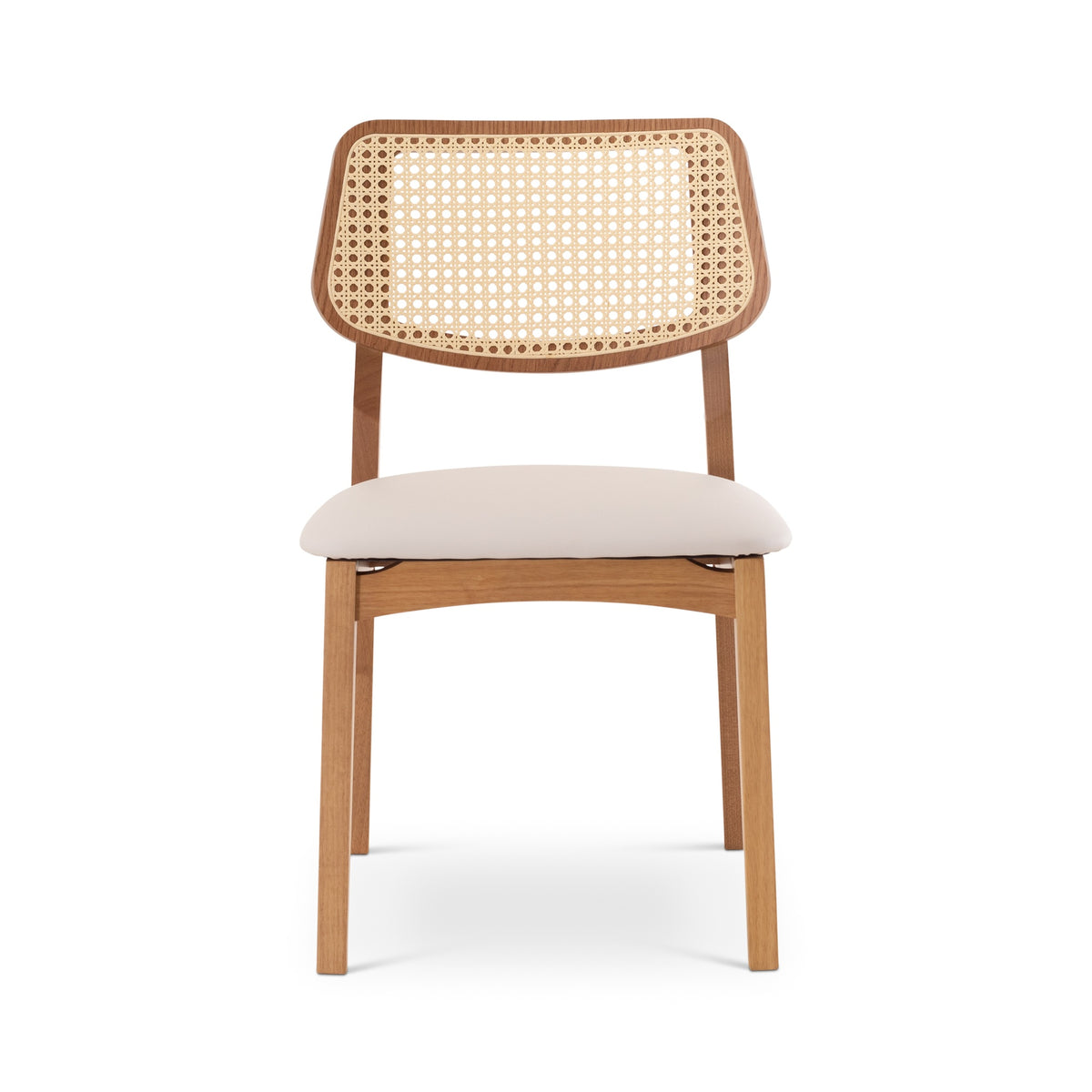 Beth Cane Dining Chair Damasco, Shimmy Cream Vinyl, Natural Cane by Urbia - product view