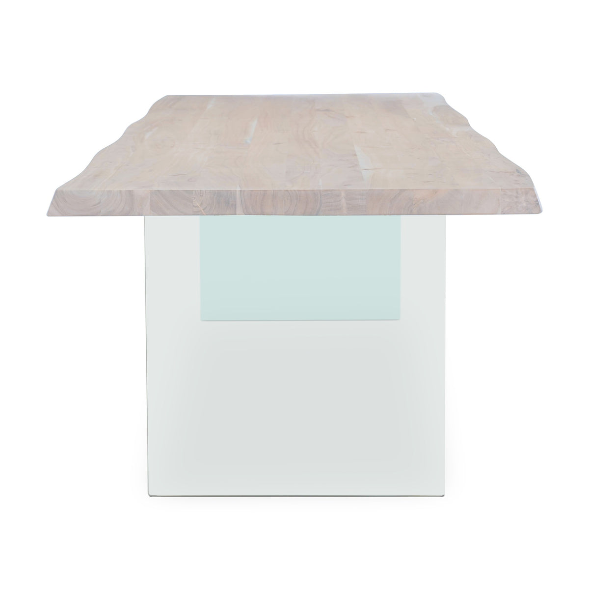 Brooks Dining Table Glass Base 40" x 116" White Wash Top - Clear Glass Base by Urbia - detail 3