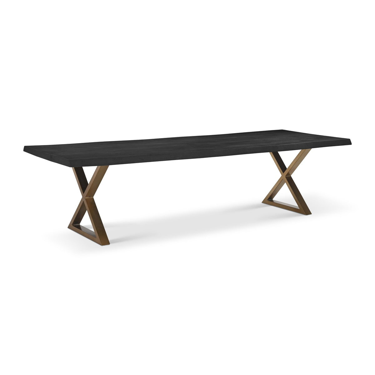 Brooks Dining Table X Base 40" x 116" Ebonized Top - Brass Base by Urbia - detail 2