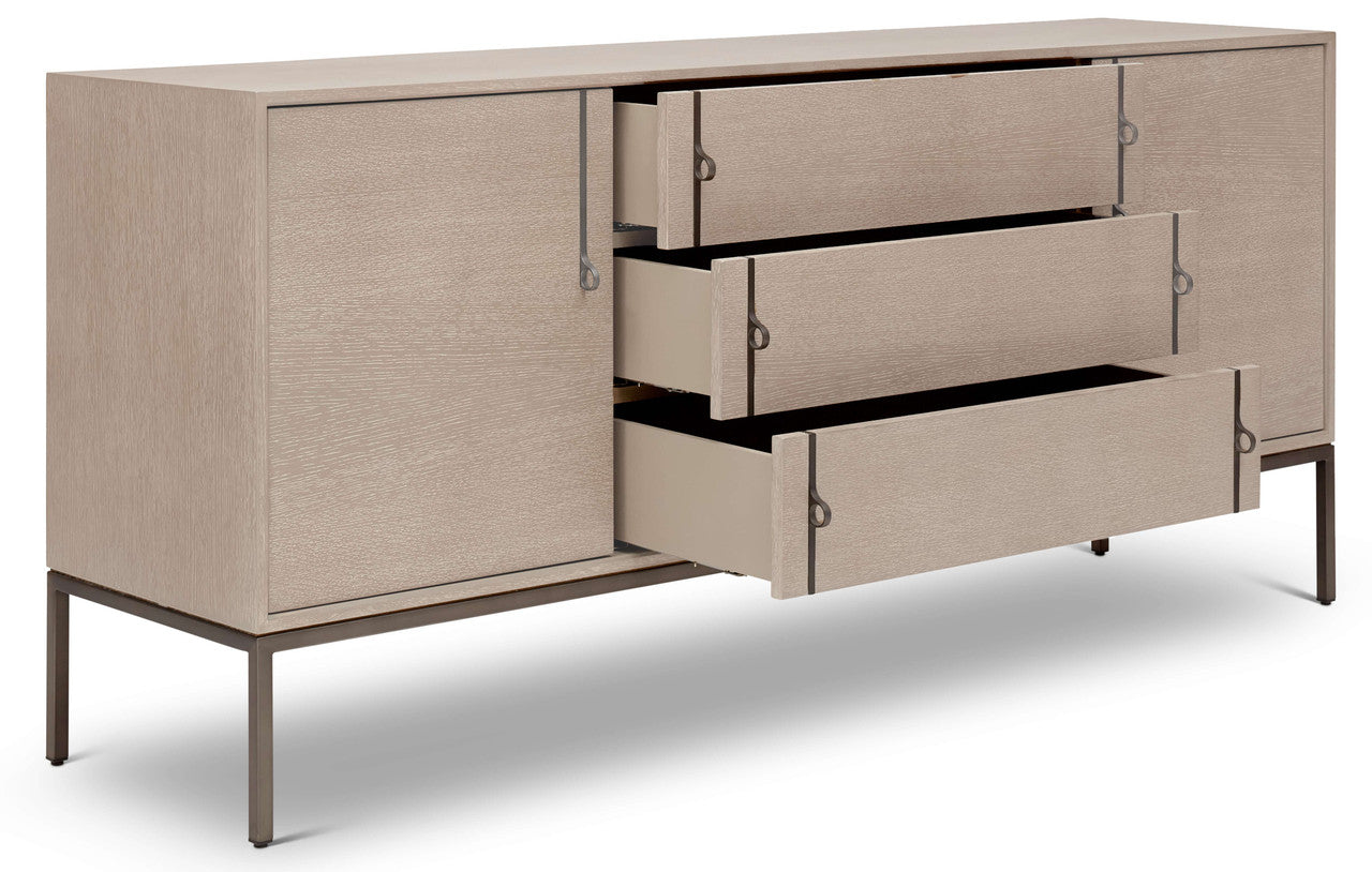 IE Series - Holly Buffet - Taupe Grey - Gun Metal Base
