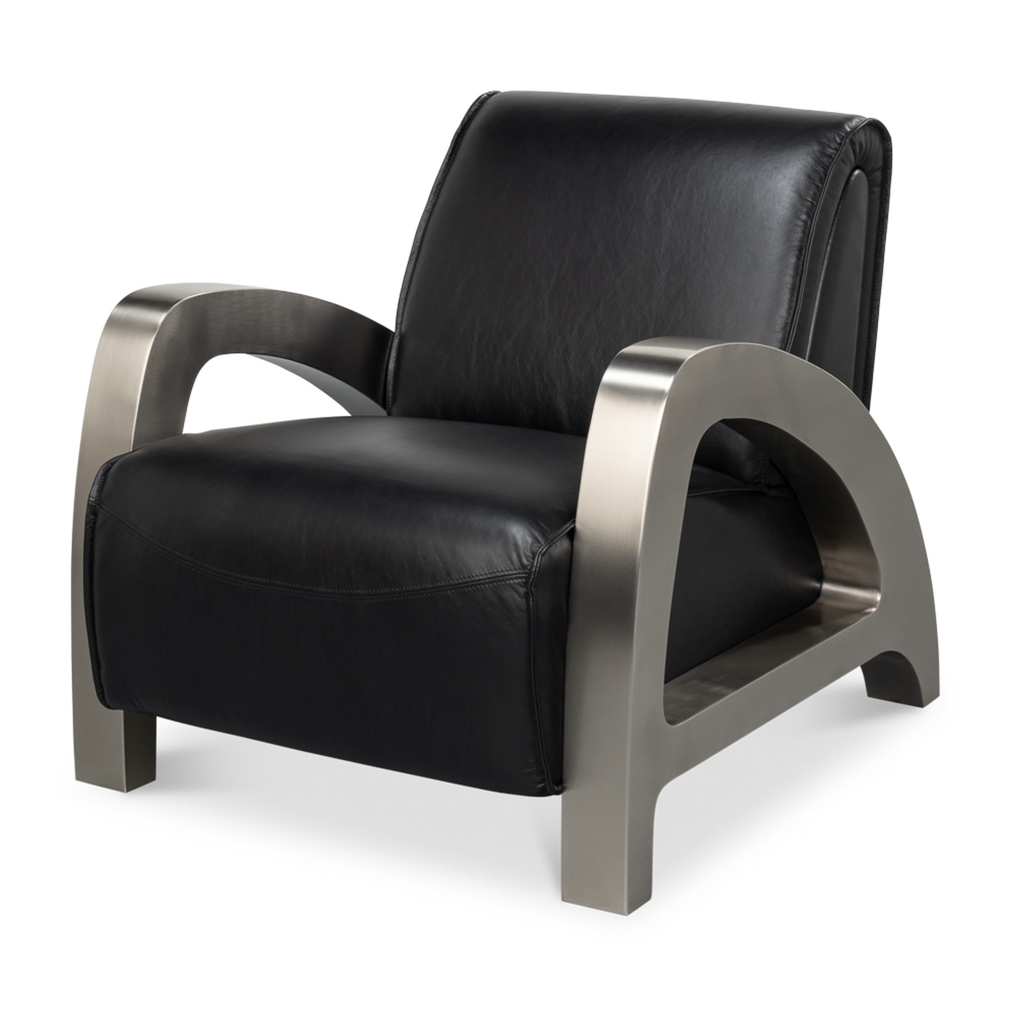 Carlisle Armchair, Leather,Onyx Black by Sarreid Ltd