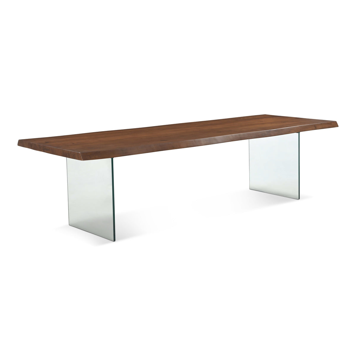 Brooks Dining Table Glass Base 40" x 116" Americano Top - Clear Glass Base by Urbia - detail 2