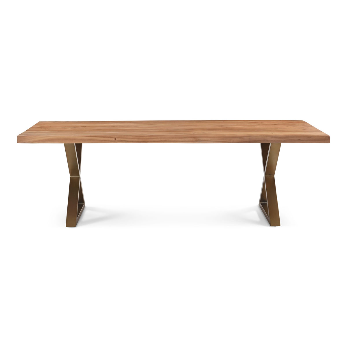 Brooks Dining Table X Base 40" x 92" Teak Top - Brass Base by Urbia - product view