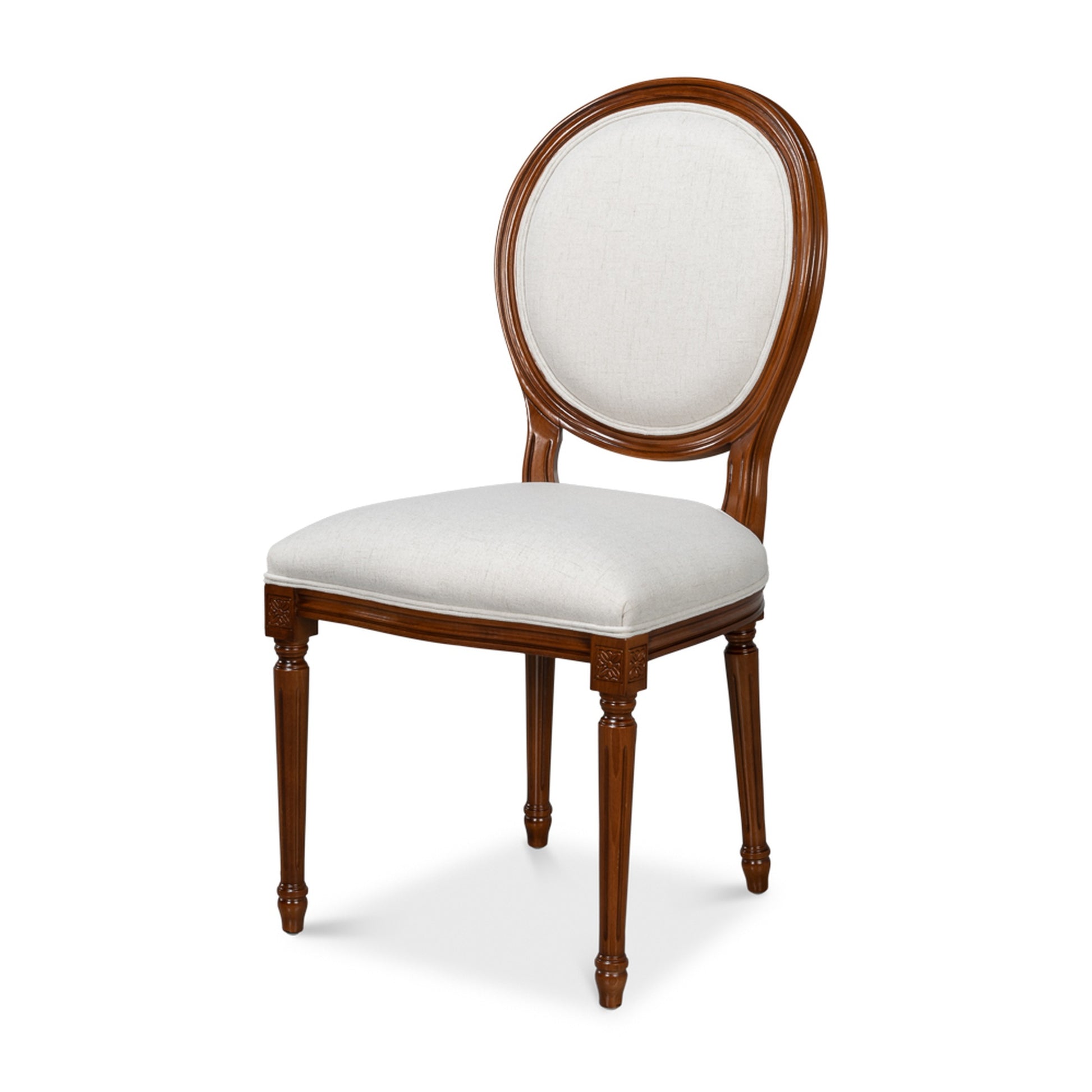 Hugo Oval Side Chair, Old World Walnut by Sarreid Ltd