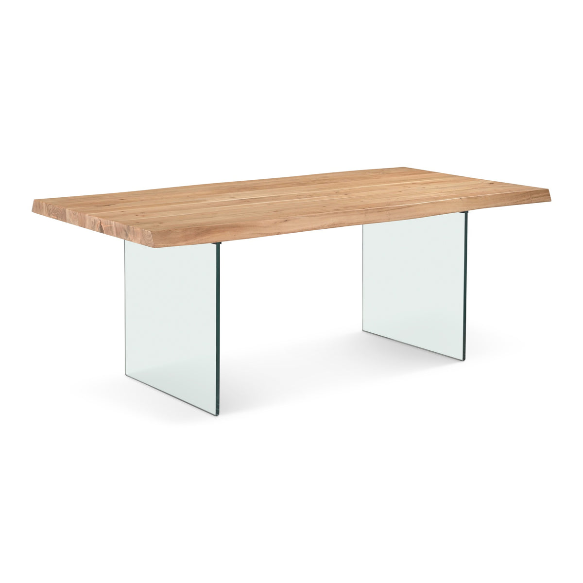 Brooks Glass Base Teak Top Dining Table 79" by Urbia - detail 2
