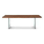 Brooks Dining Table Glass Base 40" x 92" Americano Top - Clear Glass Base by Urbia - product view