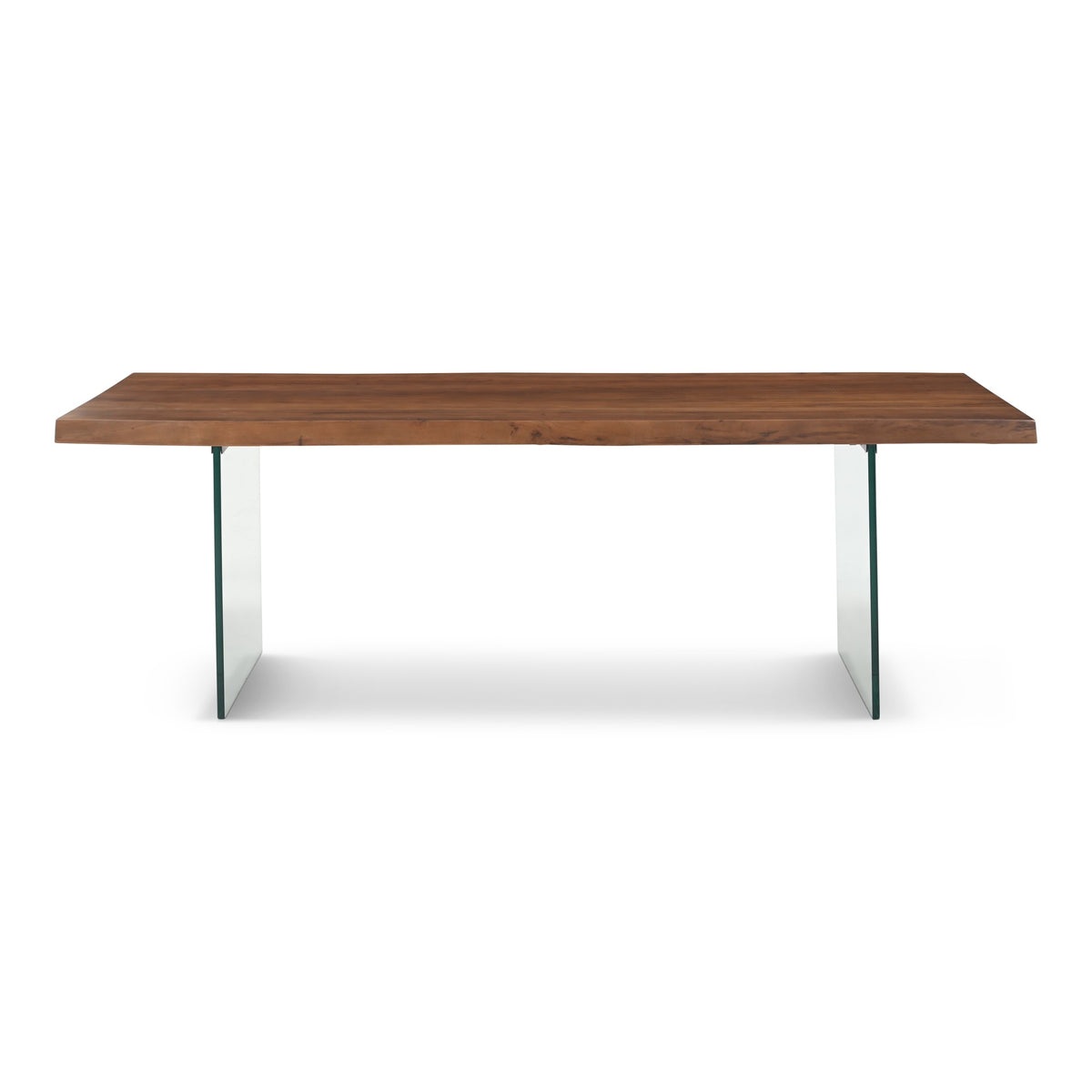 Brooks Dining Table Glass Base 40" x 92" Americano Top - Clear Glass Base by Urbia - product view