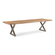 Brooks Dining Table X Base 40" x 116" Teak Top - Pewter Base by Urbia - product view
