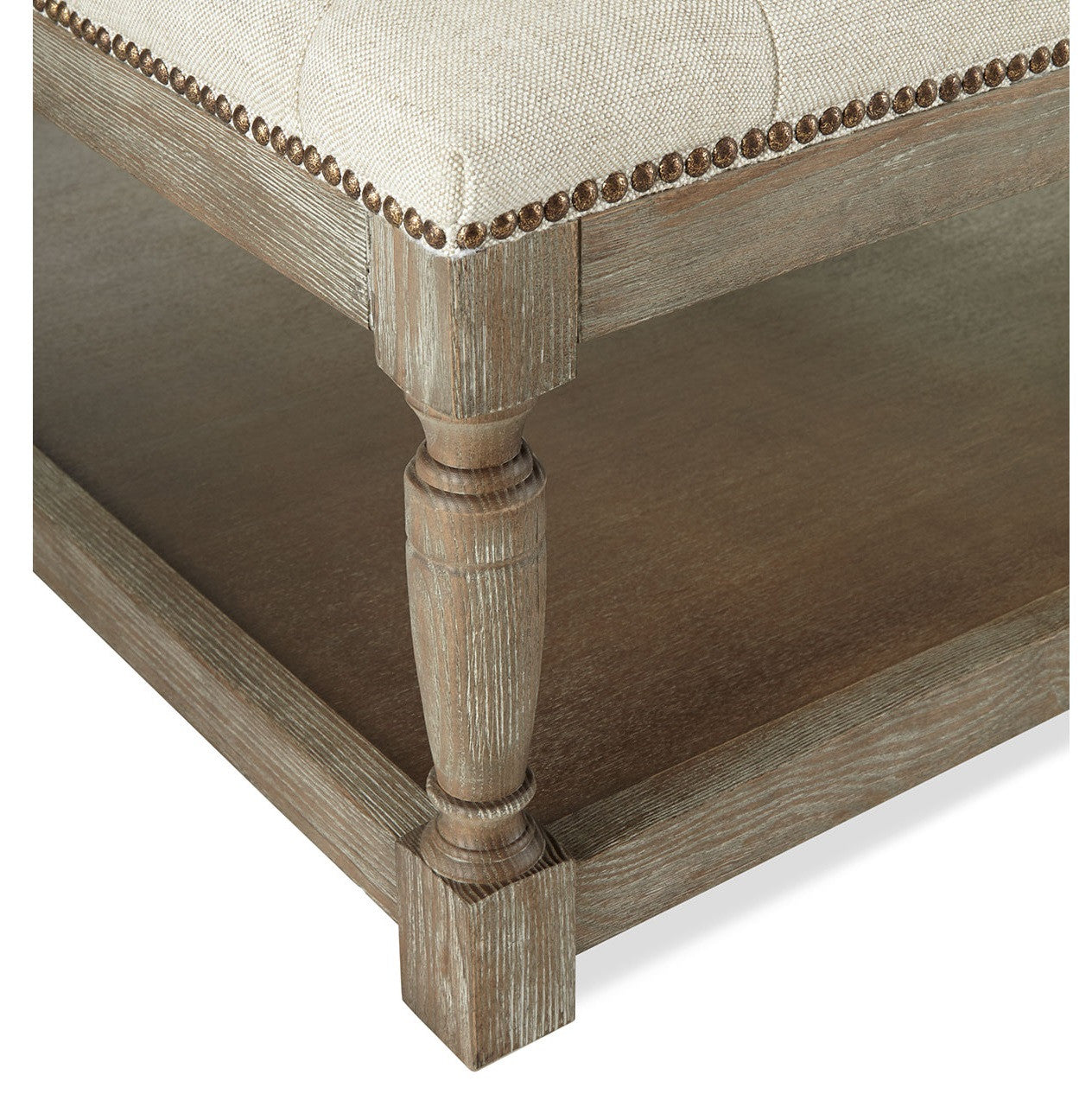 Cade Tufted Linen Square Ottoman 42