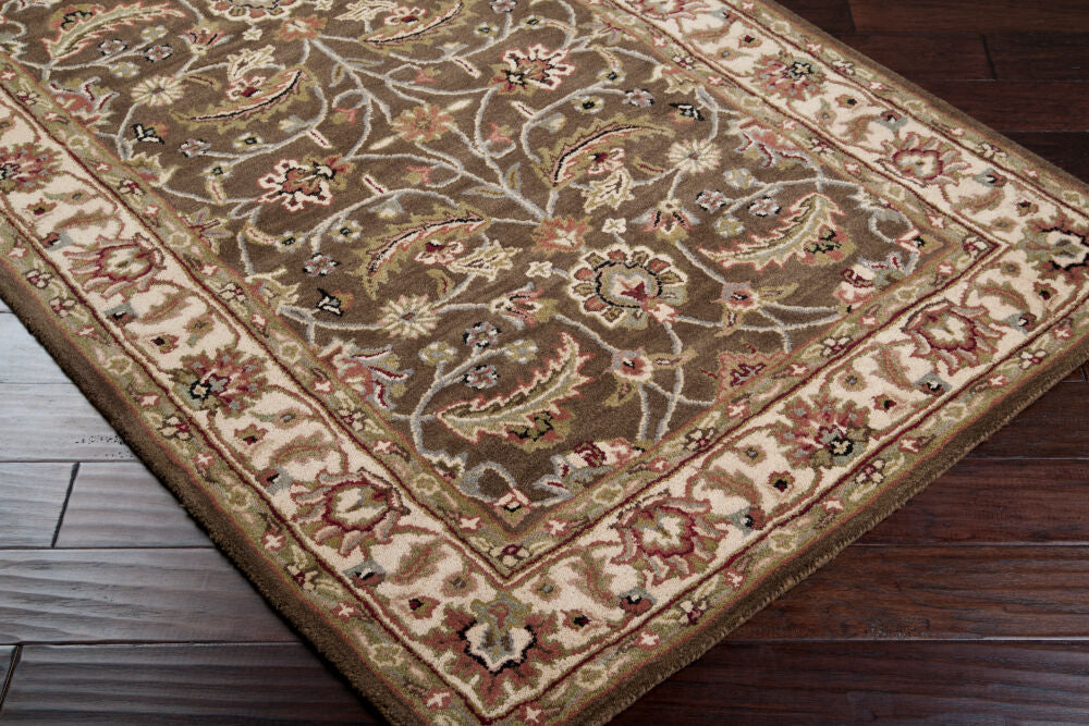 Caesar Black/Sage Handmade Rug - corner