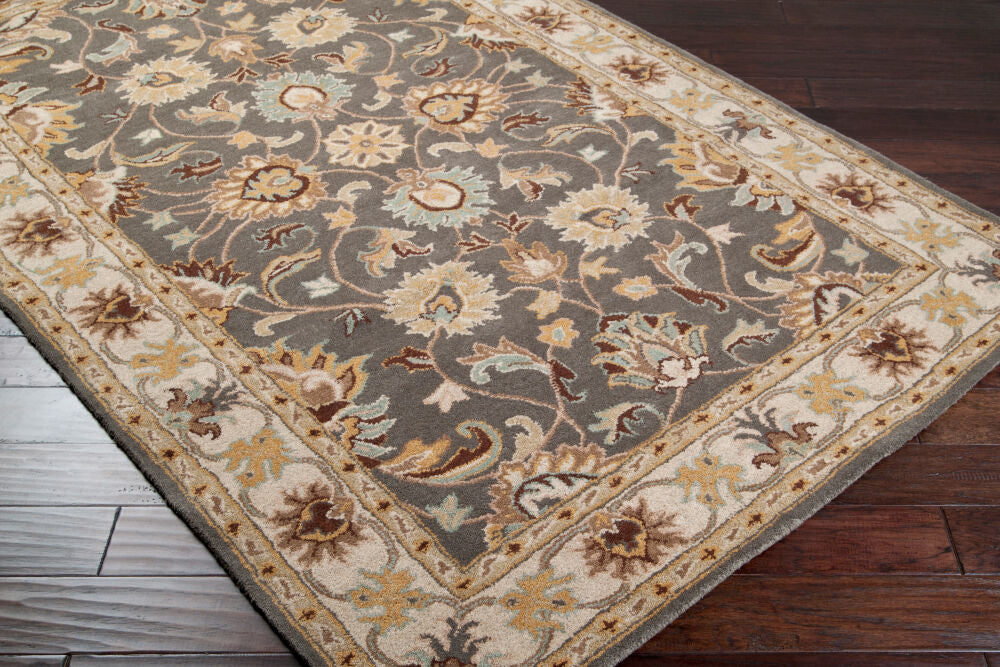 Caesar Charcoal/Yellow Handmade Rug - corner