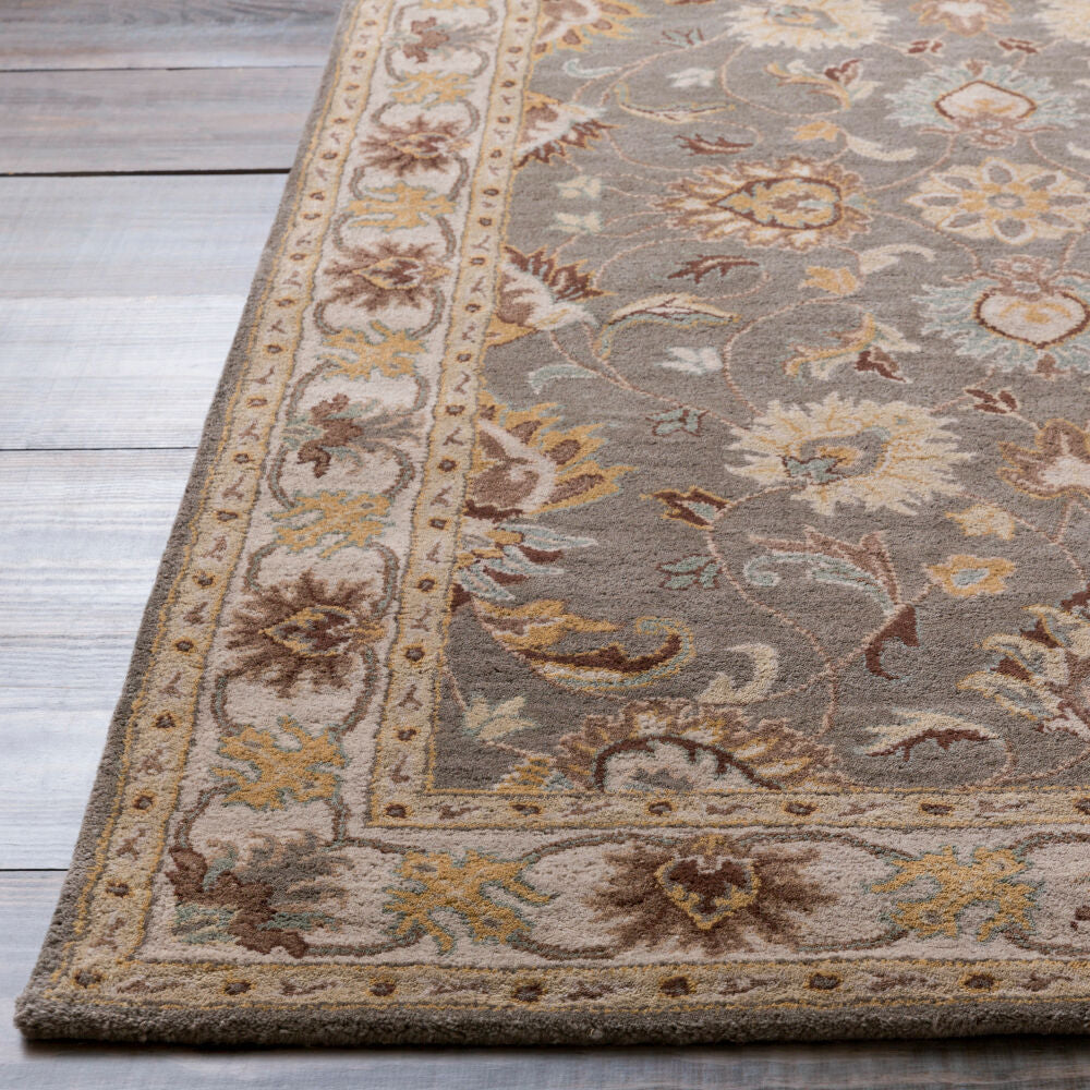 Caesar Charcoal/Yellow Handmade Rug - front