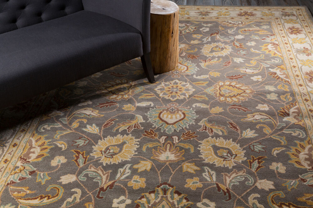 Caesar Charcoal/Yellow Handmade Rug - styleshot