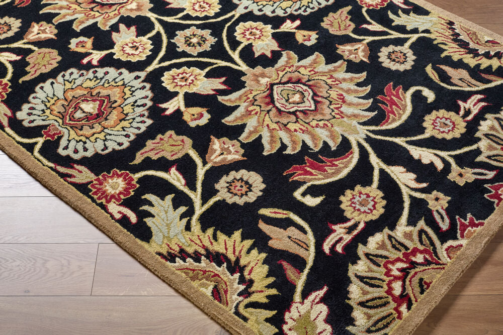 Caesar Black/Wheat Handmade Rug CAE-1053 - corner