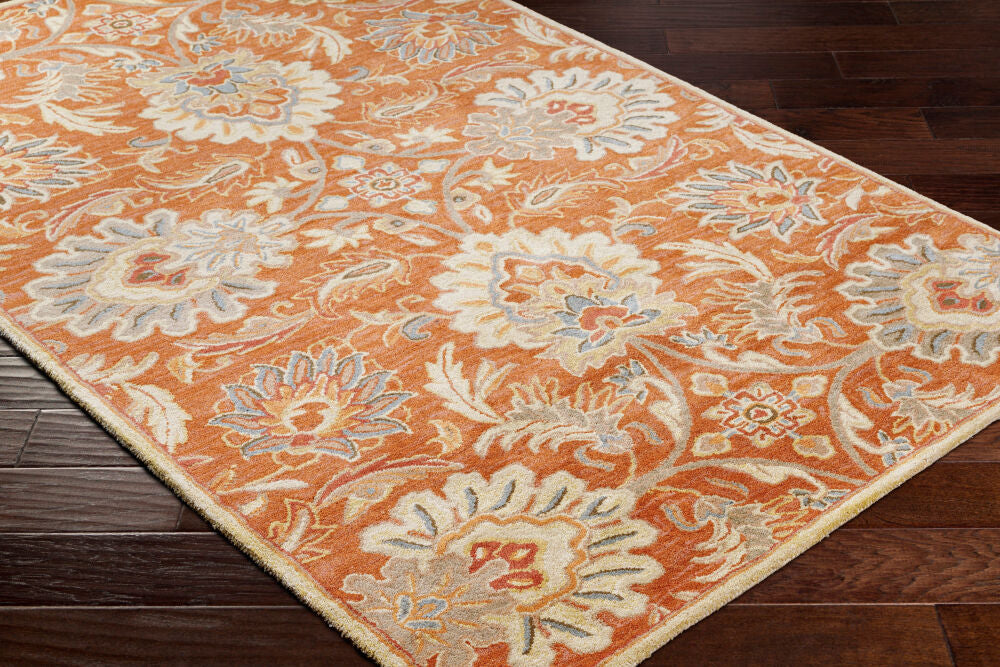 Caesar Dark Brown/Terracotta Handmade Rug - corner
