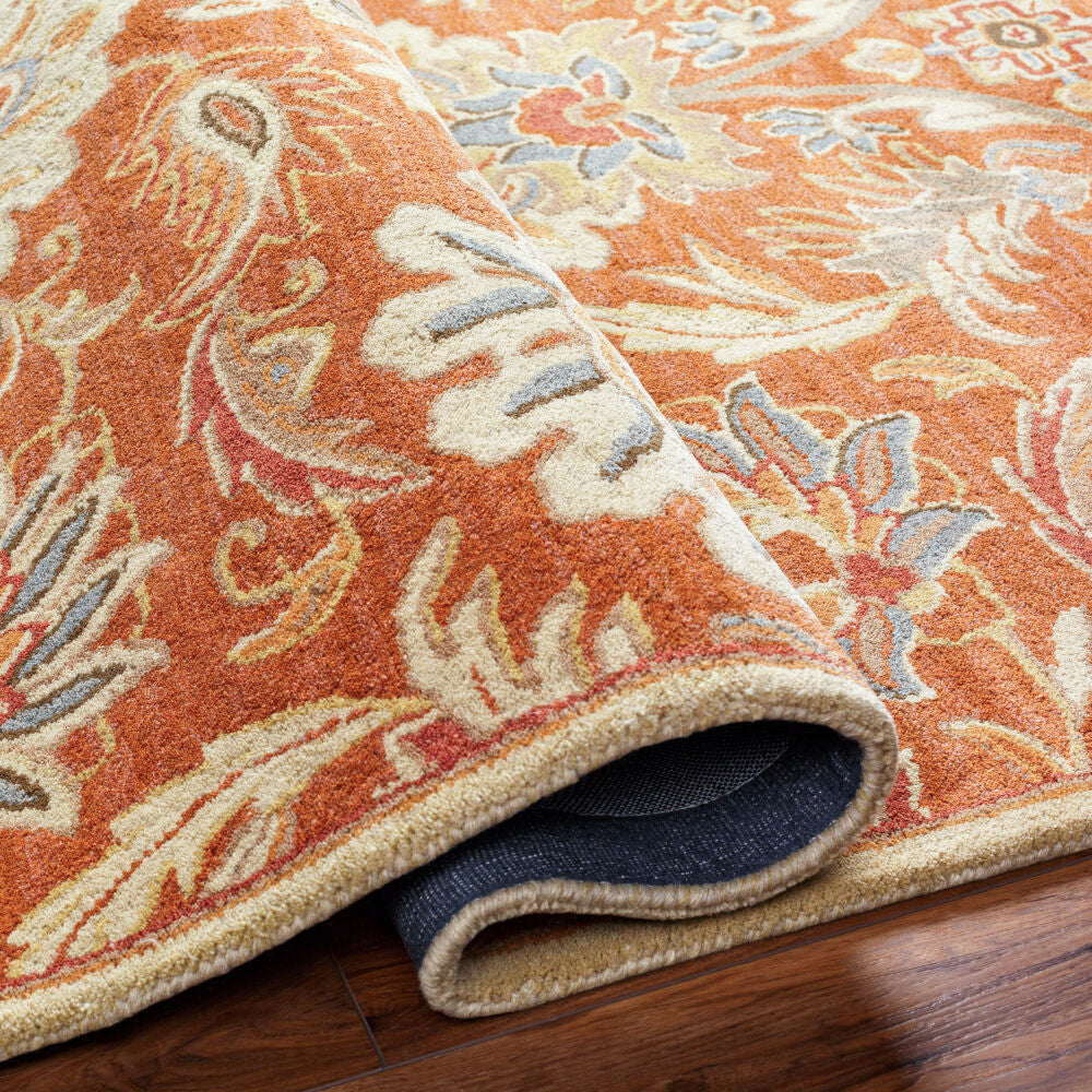 Caesar Dark Brown/Terracotta Handmade Rug - fold