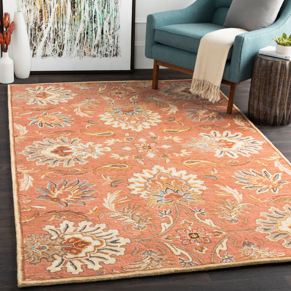 Caesar Dark Brown/Terracotta Handmade Rug - roomscene