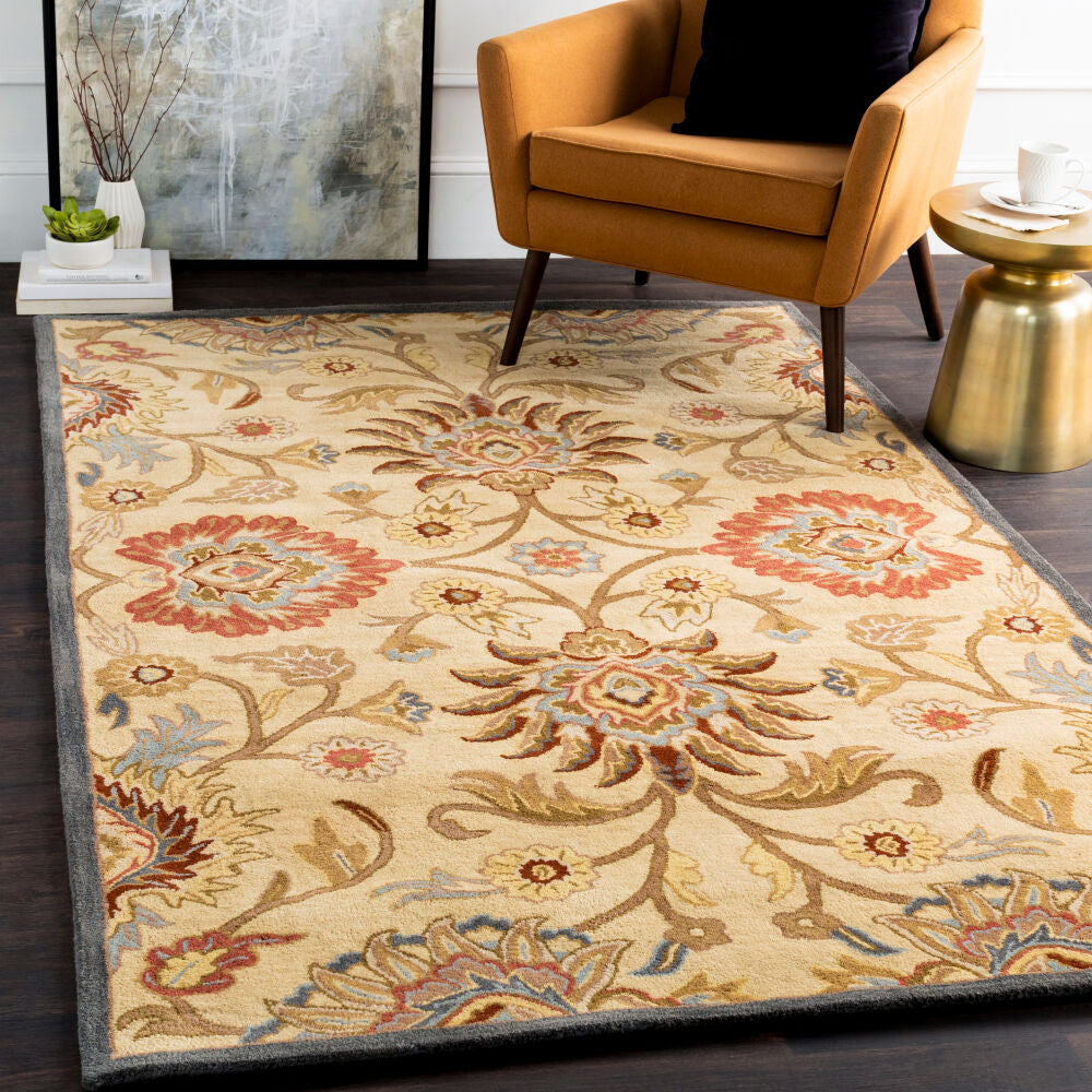 Caesar Blue/Wheat Handmade Rug - roomscene
