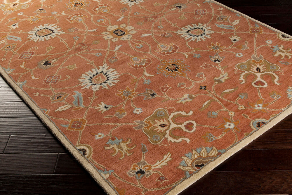 Caesar Black/Sky Blue Handmade Rug - corner