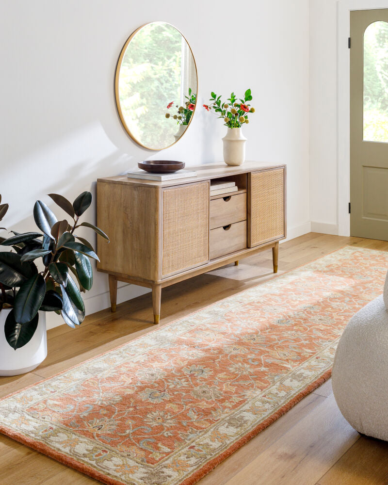 Caesar Burnt Orange/Taupe Handmade Rug - roomscene