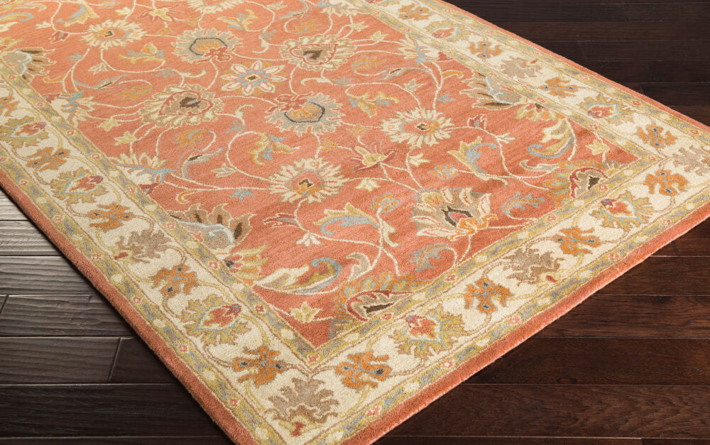 Caesar Burnt Orange/Taupe Handmade Rug - corner