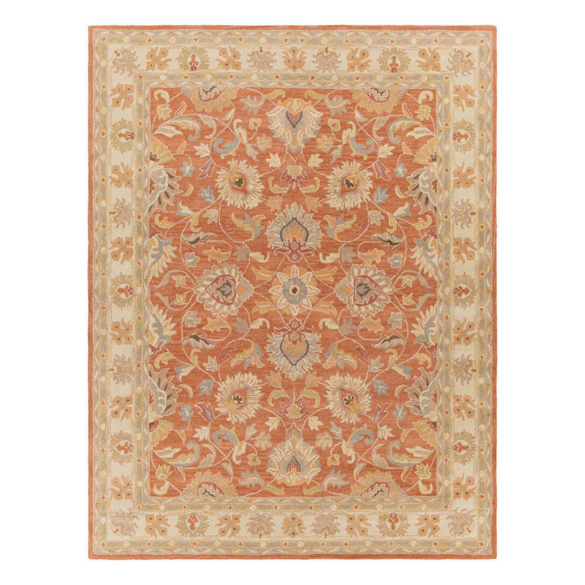 Caesar Burnt Orange/Taupe Handmade Rug - 10' x 14'