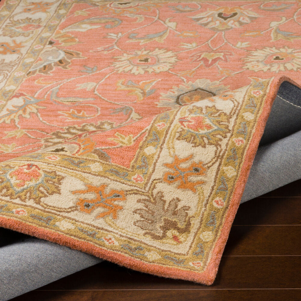 Caesar Burnt Orange/Taupe Handmade Rug - fold